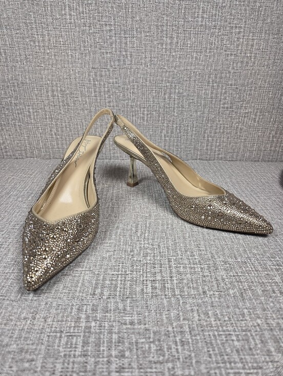 Betsey Johnson Shoes - Betsey Johnson Clark Slingback Pumps Sparkle Gold Heels Women's Size 10   $120